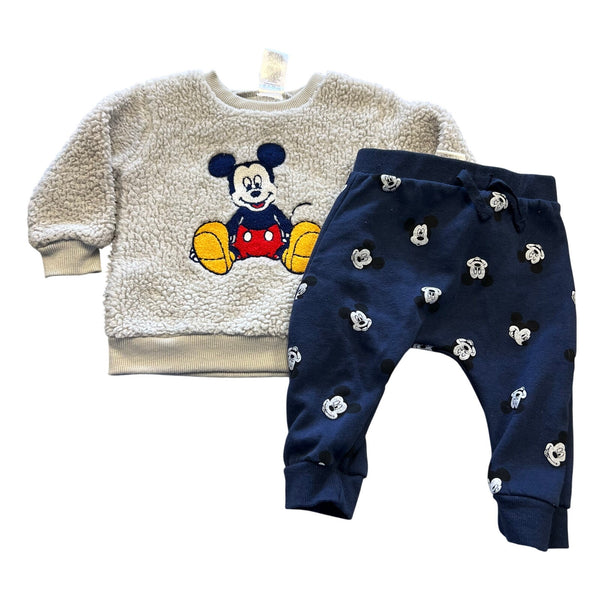 Disney Jr Mickey Mouse Sherpa Pullover + Navy Jogger Set 18 Mo