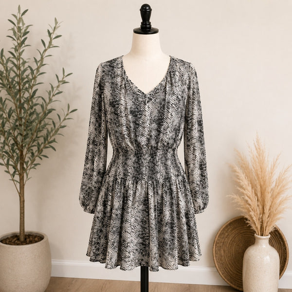 Veronica M Black & White Snake Print Dress | Women's Size XS