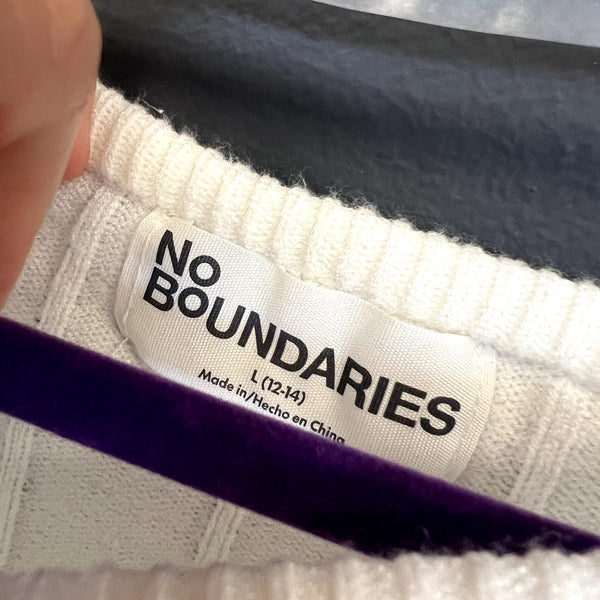 NWT No Boundaries Ribbed Knit White Sweater Large