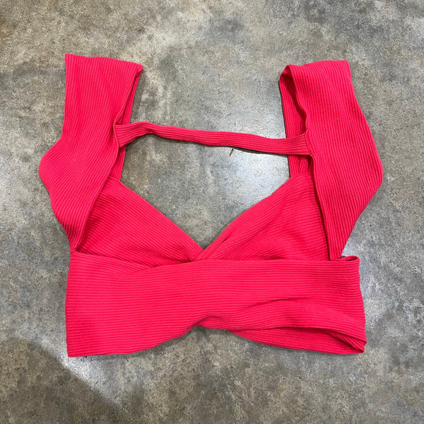 Women's Red Strappy Crop Top Large