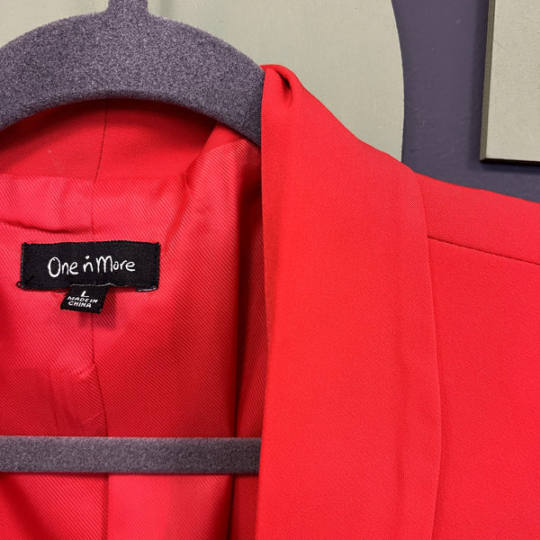 Women's Red Boutique Rouched Sleeve Blazer Size Large