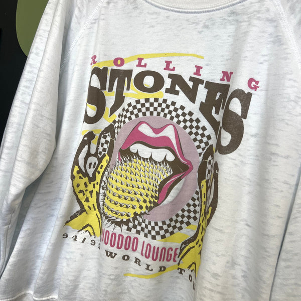 Recycled Karma Burnout Rolling Stones Voodoo Lounge Sweatshirt Size Medium