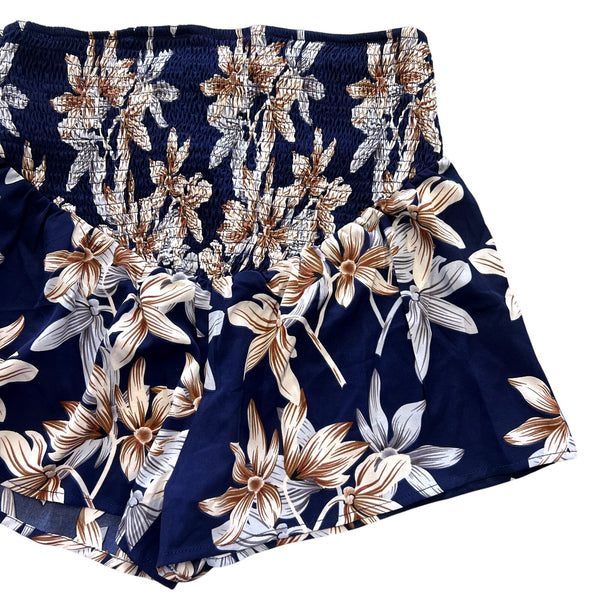 H&M Navy Blue Floral Flowy Shorts Medium