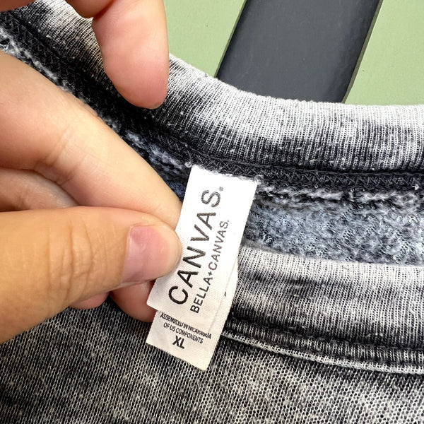 Bella Canvas Sponge Fleece Sweatshirt Black Acid Wash Size XL