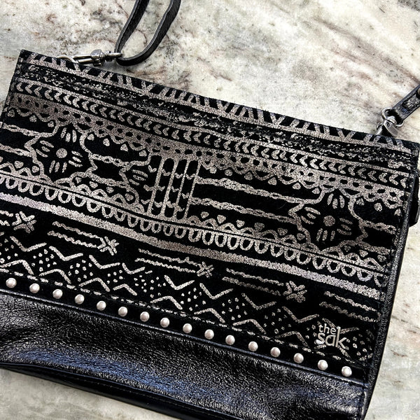 The Sak Black + Silver Studded Iris Crossbody Bag