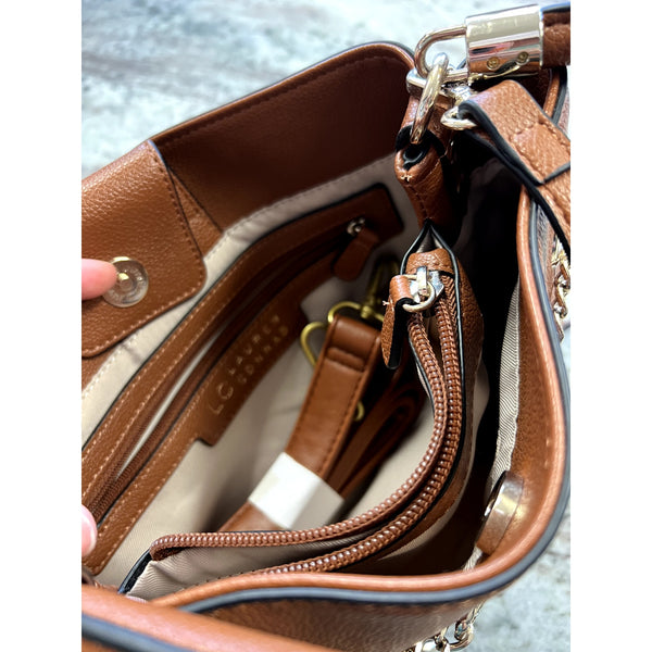 Women’s Brown Faux Leather Crossbody Shoulder Bag