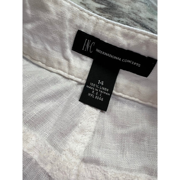 International Concepts Women's White Linen Pants Size 14