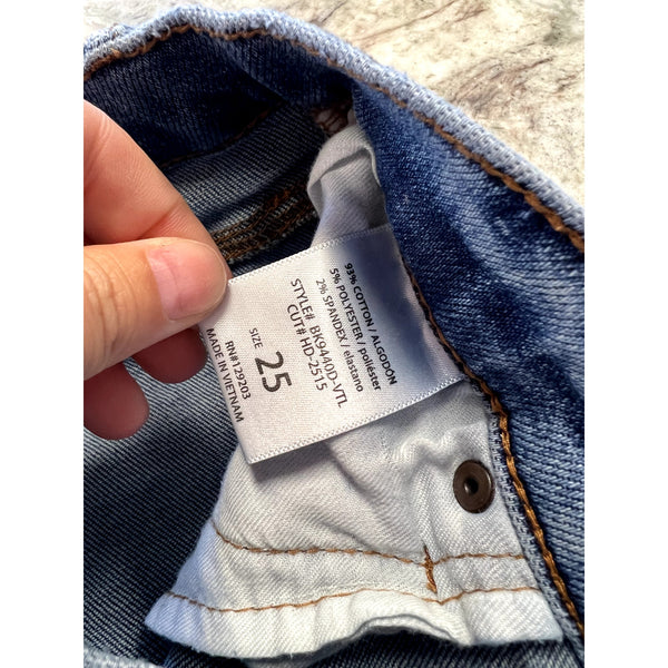 Hidden Light Wash Straight Leg Raw Hem Jeans Size 25