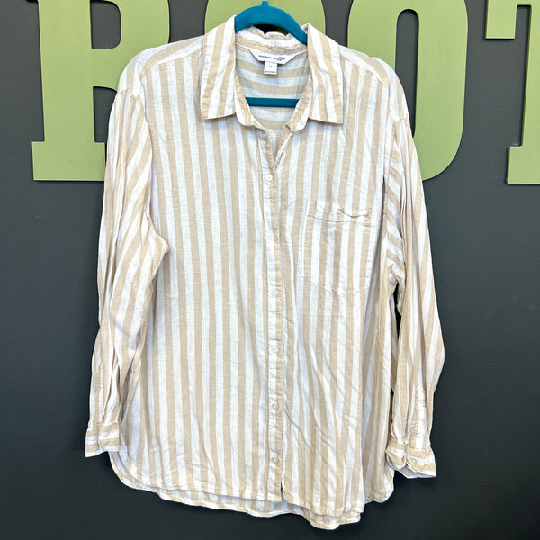 Old Navy Boyfriend Shirt Button Down Linen Top Size XL