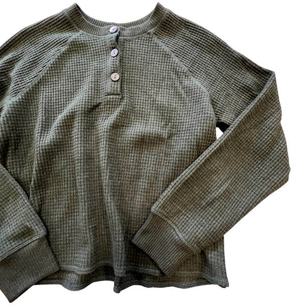 NWT Old Navy Hunter Green Waffle Henley Size Women's Small