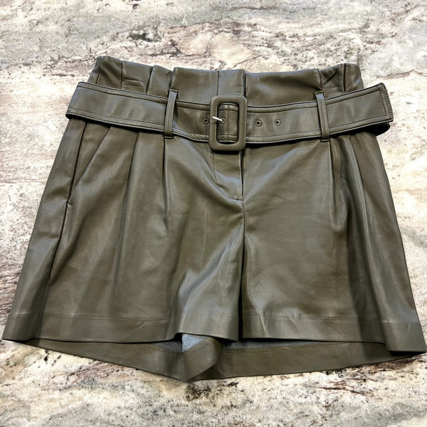 Express Olive Green Leather Shorts Size 8