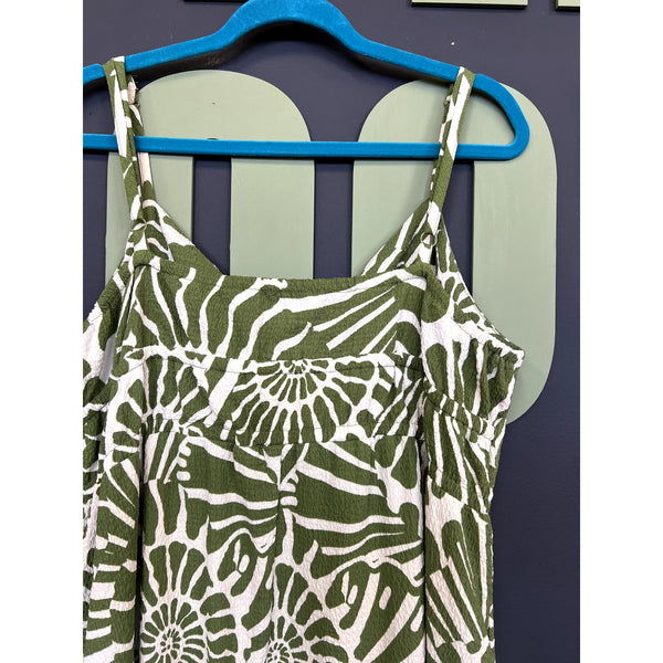 Sofia Jeans Green + White Boho Midi Dress Size XL