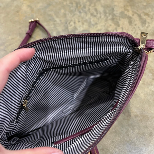 NWOT Maroon Small Bucket Crossbody Bag