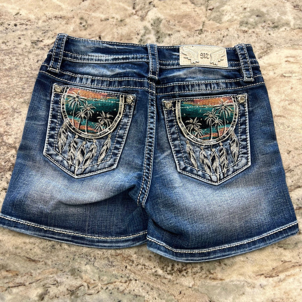Miss Me Bling Tropical Dreamcatcher Shorts Size 26