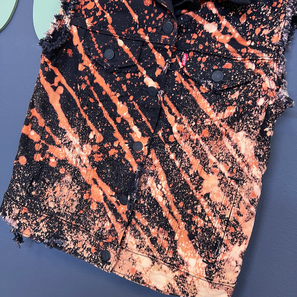 Levi's One of a Kind Bleached + Distressed Black Grunge Vest XS