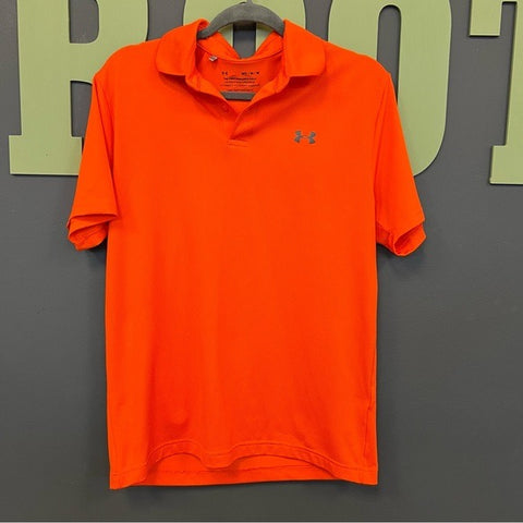 UA Under Armour Orange Performance Polo Collared Shirt Size Medium