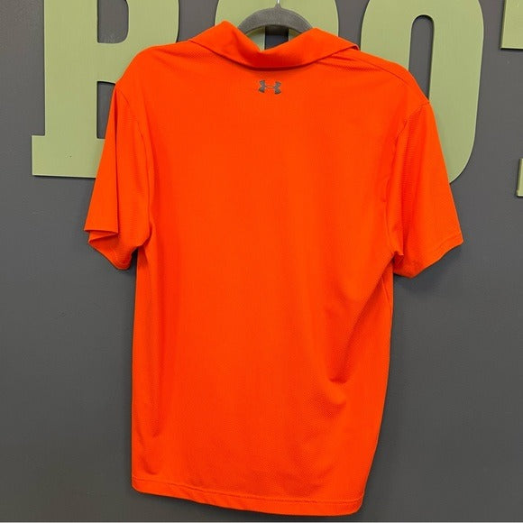 UA Under Armour Orange Performance Polo Collared Shirt Size Medium