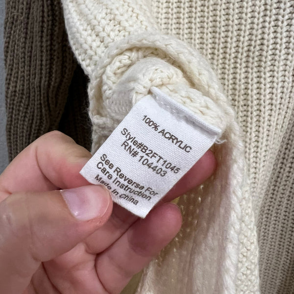 Blu Pepper Boutique Two Tone Neutral Chunky Knit Sweater Oversized Medium