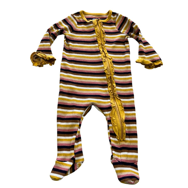Mudpie Fall Striped Ruffle One Piece Romper Size 0-3 Mo
