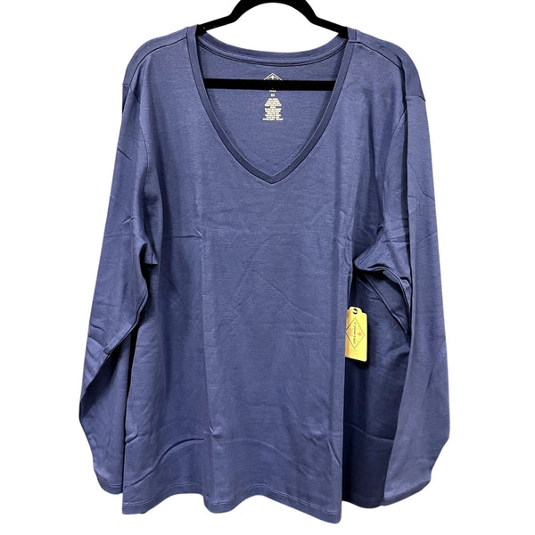 NWT St. John’s Bay Long-Sleeve Basic V-Neck Top Blue Size 3XL