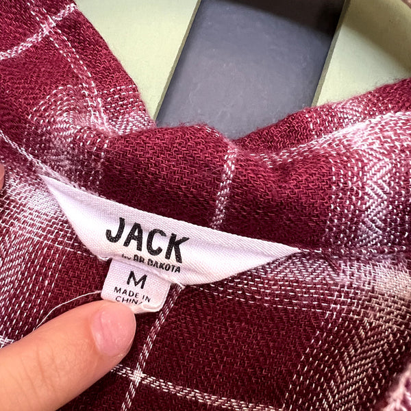Jack Maroon Plaid Oversize Flannel Size Medium