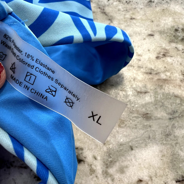Women's Blue Zebra Striped Cheeky Swim Bottoms XL