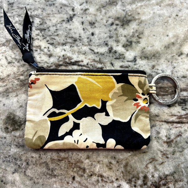 Vera Bradley Black + Yellow Floral Zip ID Case