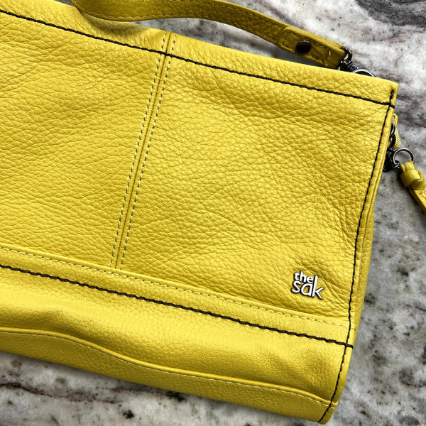 The Sak Yellow Leather Demi Crossbody Clutch