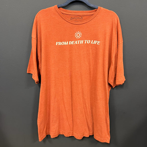 Love in Faith From Death to Life Orange Graphic Tee Size 2XL