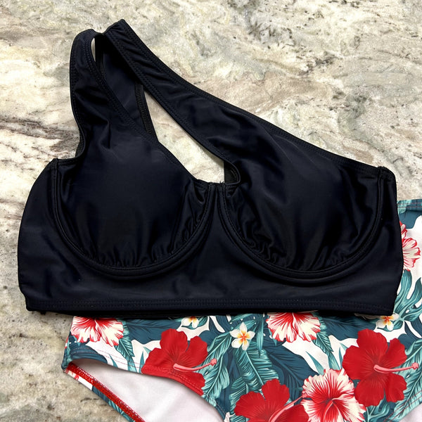 Women's Floral + Black Swim Bikini Medium