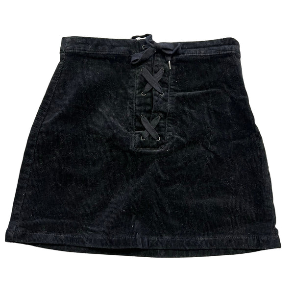 SO Black Corduroy Front Tie Mini Skirt Size 1
