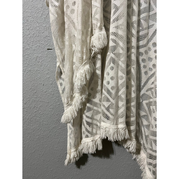 American Eagle Ivory Lace Open Front Fringe Kimono One Size