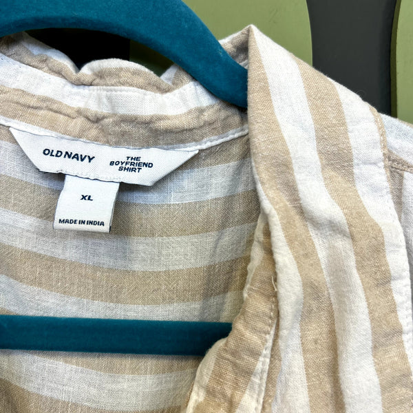 Old Navy Boyfriend Shirt Button Down Linen Top Size XL