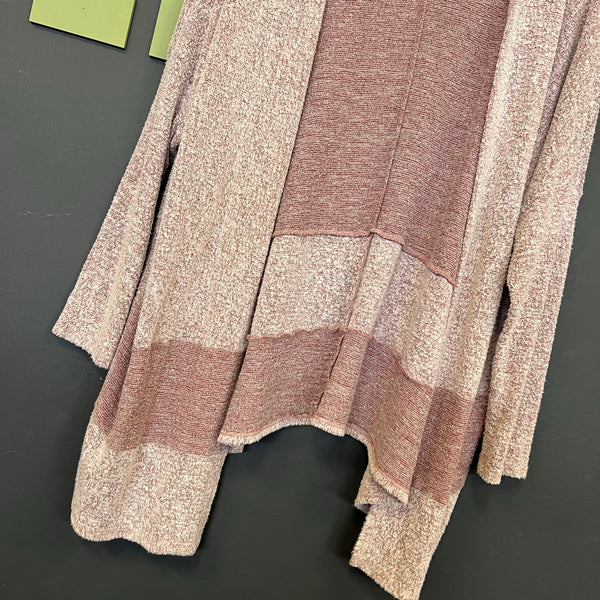 Cherish Dusty Mauve Two Tone Open Front Cardigan Size Large