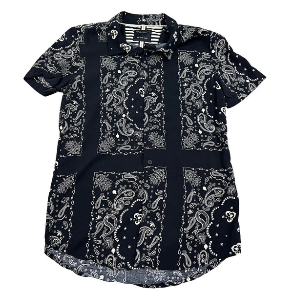 Denim & Flower by Ricky Singh Black Paisley Casual Button Down Top Boys 11/12