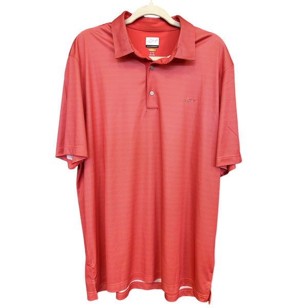 Greg Norman Coral Striped Golf Polo Size XL