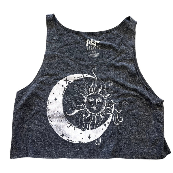 Tokyo Darling Y2K Sun + Moon Cropped Graphic Tank Medium
