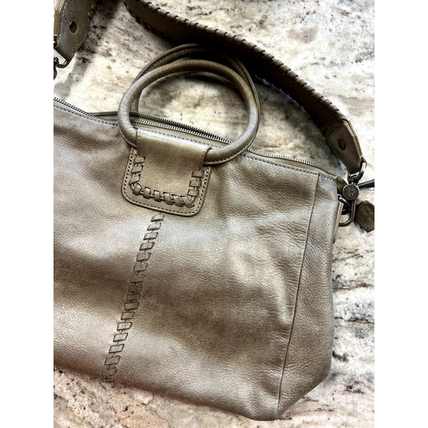 Hobo Sheila Gray Taupe Leather Satchel Purse