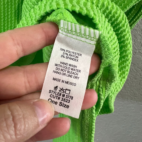 Women's One Size Green Ribbed S/S Dolman Top