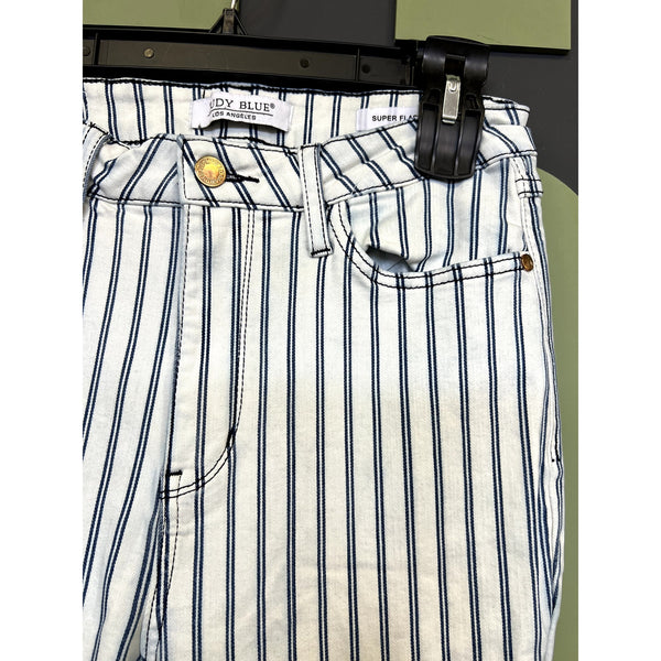 Judy Blue High Rise Pinstripe Super Flare Jeans Size 28