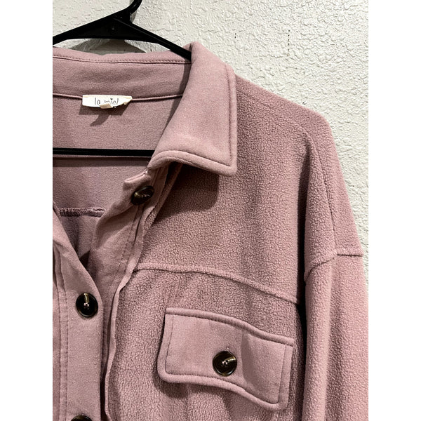 La Miel Boutique Soft Fleece Button Down Mauve Shacket Small
