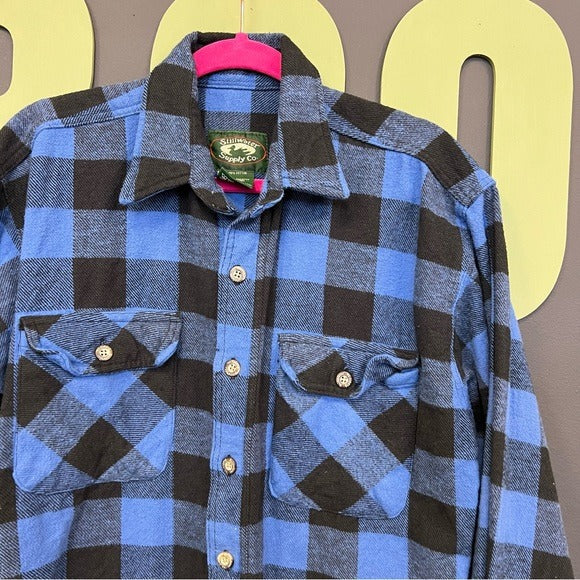 Stillwater Supply Co Men’s Brawny Shirt Button Down Flannel Blue Black Size M