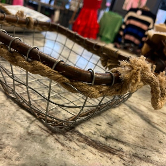 Metal + Wooden Basket Decor