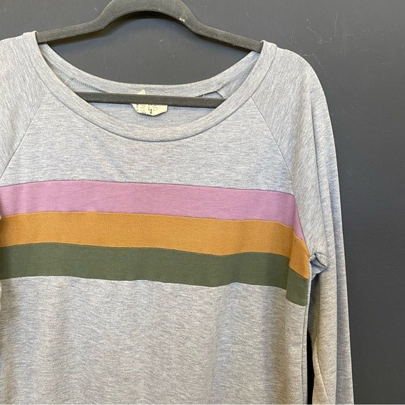 Fantastic Fawn Striped Gray Pullover Size Medium