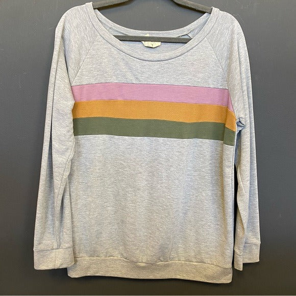 Fantastic Fawn Striped Gray Pullover Size Medium