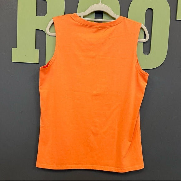 Beer & Sunshine Funny Orange Graphic Muscle Tank Top Size XL