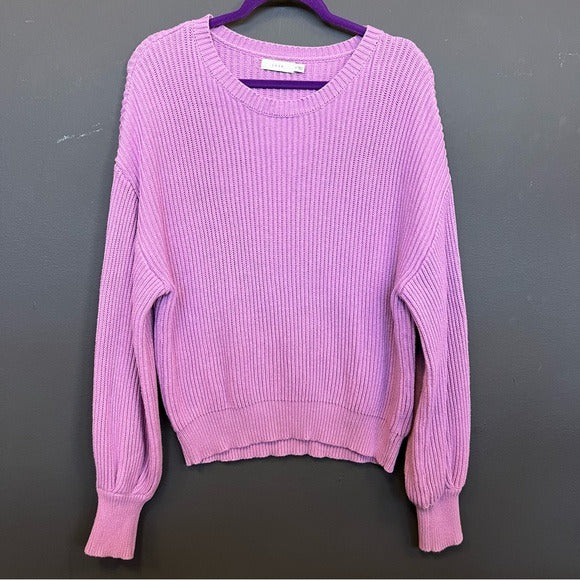 Lush Purple Knit Balloon Sleeve Sweater Size Medium