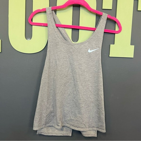 Nike Running Criss Cross Gray Open Back Tank Top Size Small