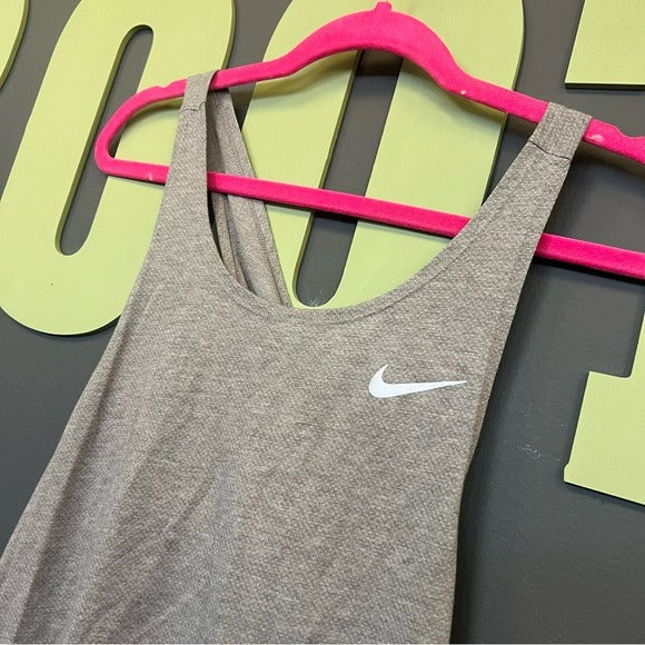 Nike Running Criss Cross Gray Open Back Tank Top Size Small