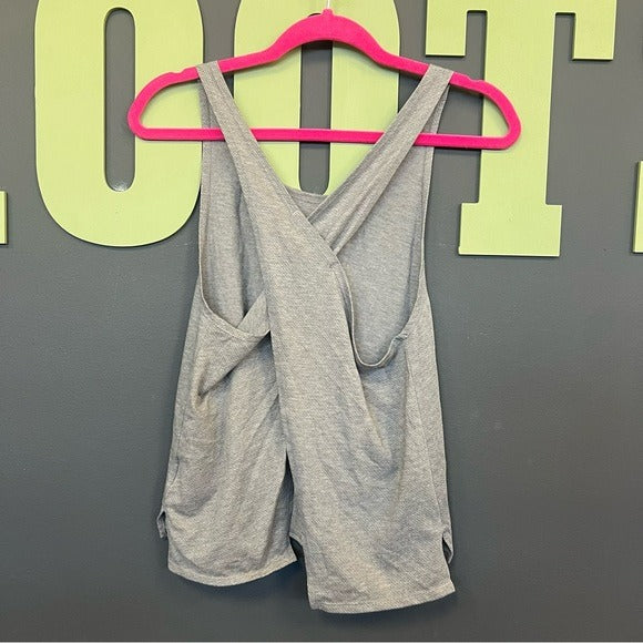 Nike Running Criss Cross Gray Open Back Tank Top Size Small